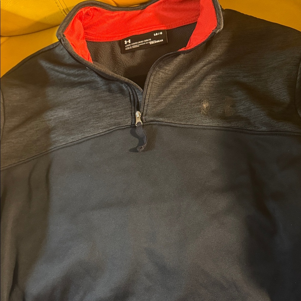 Under Armour Black and Red Half-Zip Top